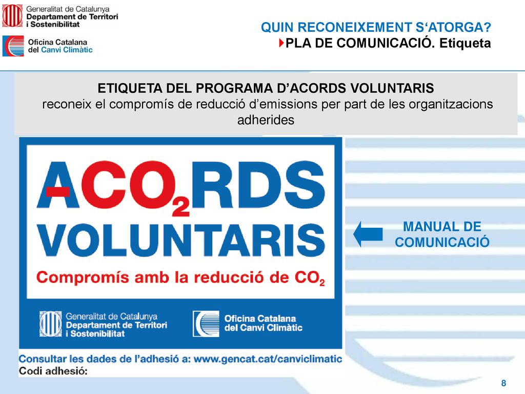 ETIQUETA DEL PROGRAMA D’ACORDS VOLUNTARIS