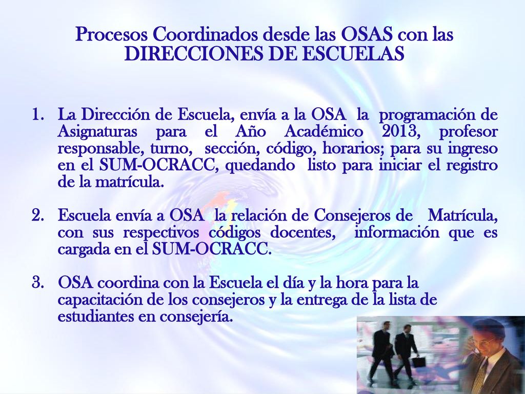 Procesos Coordinados desde las OSAS con las DIRECCIONES DE ESCUELAS
