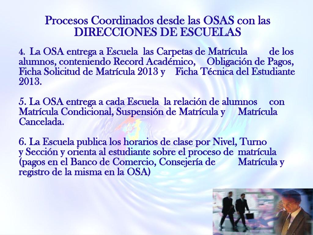 Procesos Coordinados desde las OSAS con las DIRECCIONES DE ESCUELAS