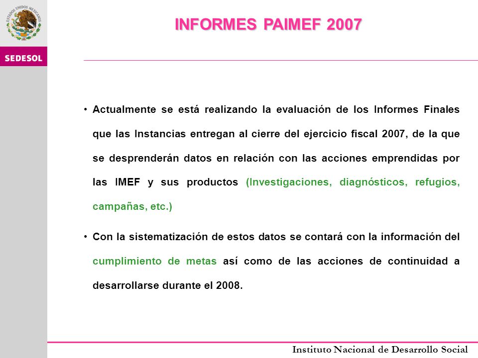 INFORMES PAIMEF 2007