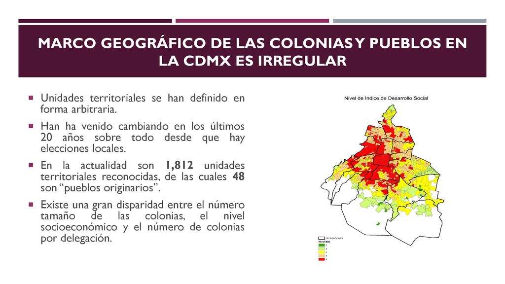 MARCO GEOGRÁFICO DE LAS COLONIAS Y PUEBLOS EN LA CDMX ES IRREGULAR