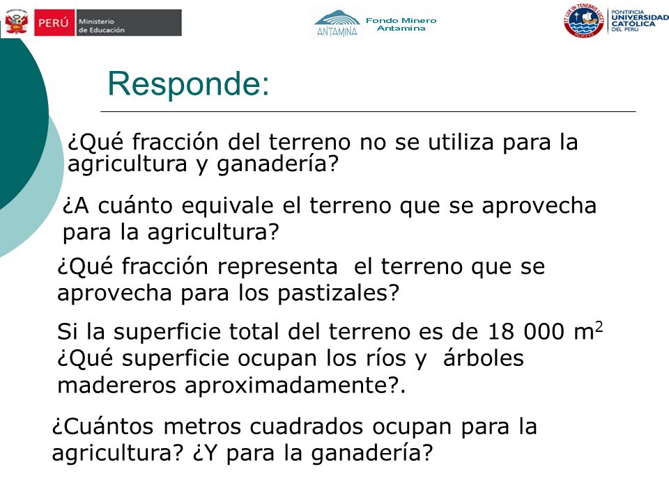 Responde: ¿Qué fracción del terreno no se utiliza para la agricultura y ganadería