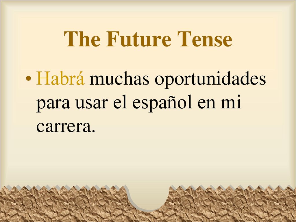 The Future Tense Habrá muchas oportunidades para usar el español en mi carrera.