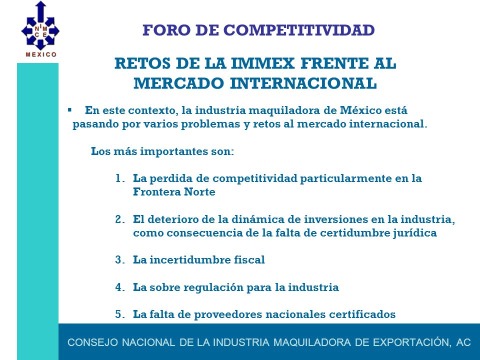 CONSEJO NACIONAL DE LA INDUSTRIA MAQUILADORA DE EXPORTACIÓN, AC