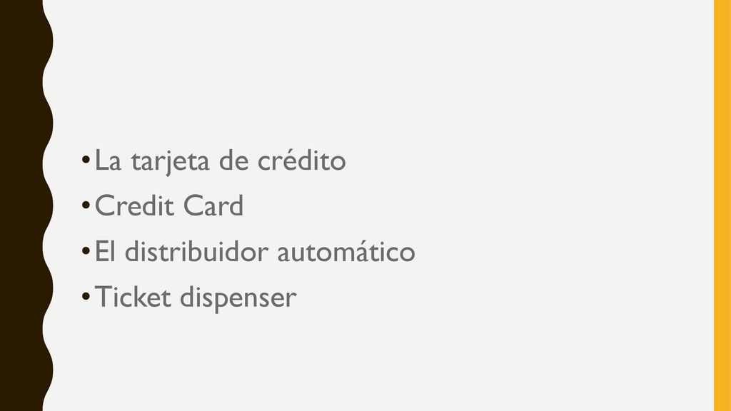 La tarjeta de crédito Credit Card El distribuidor automático Ticket dispenser