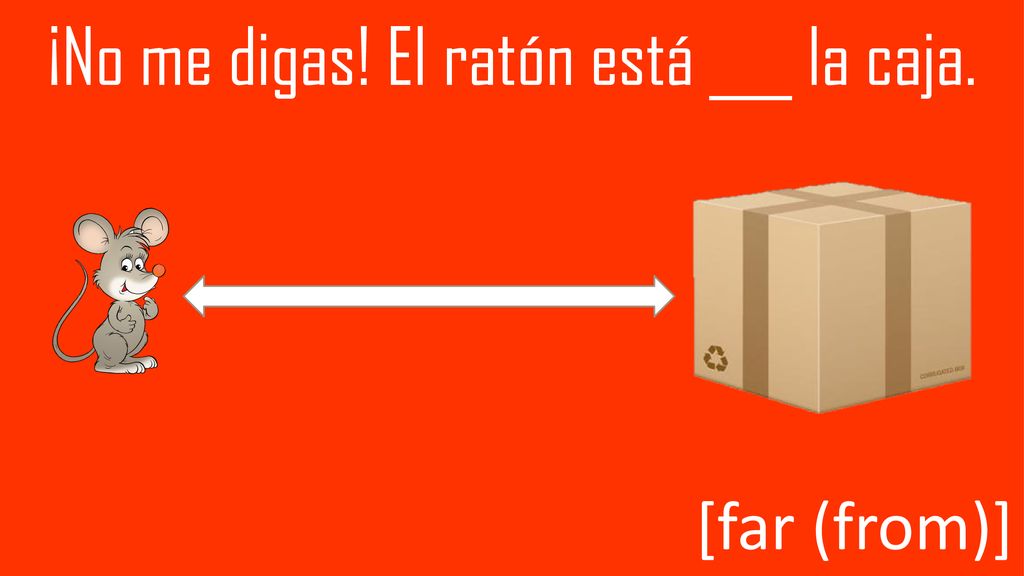 ¡No me digas! El ratón está ___ la caja.