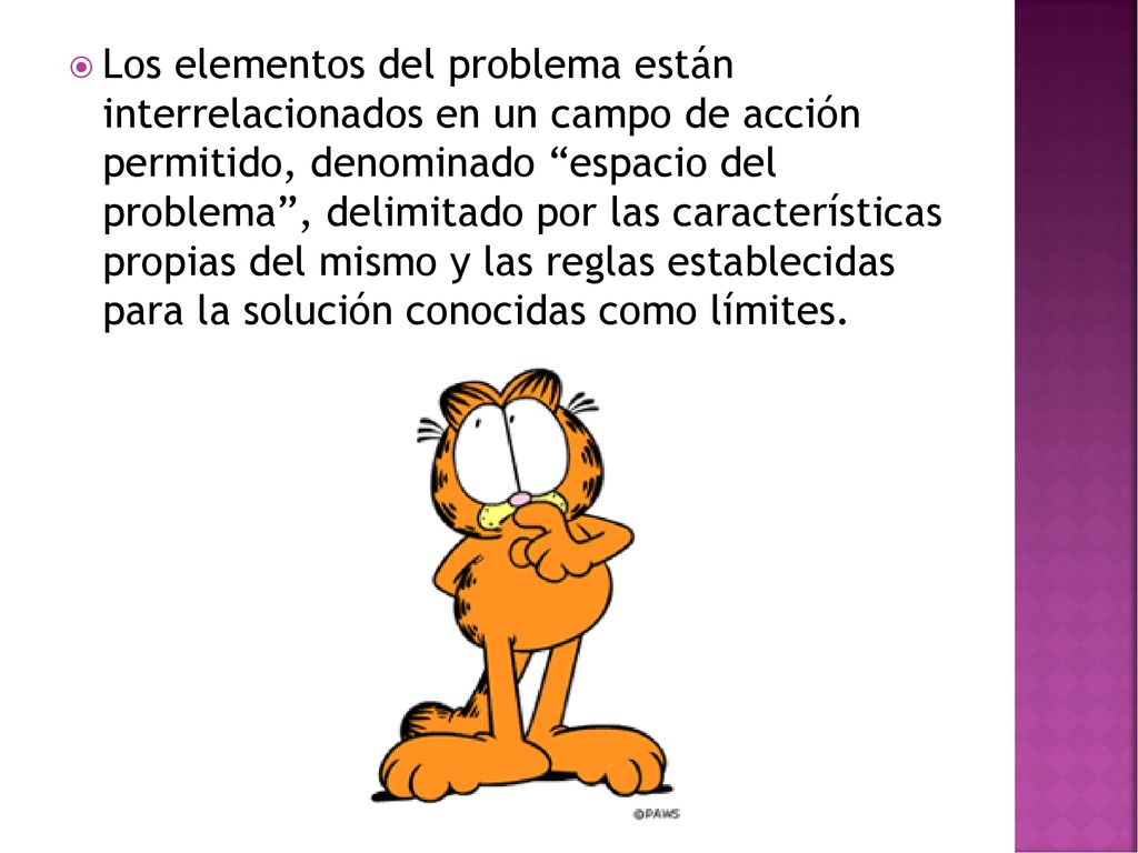 Los elementos del problema están interrelacionados en un campo de acción permitido, denominado espacio del problema , delimitado por las características propias del mismo y las reglas establecidas para la solución conocidas como límites.