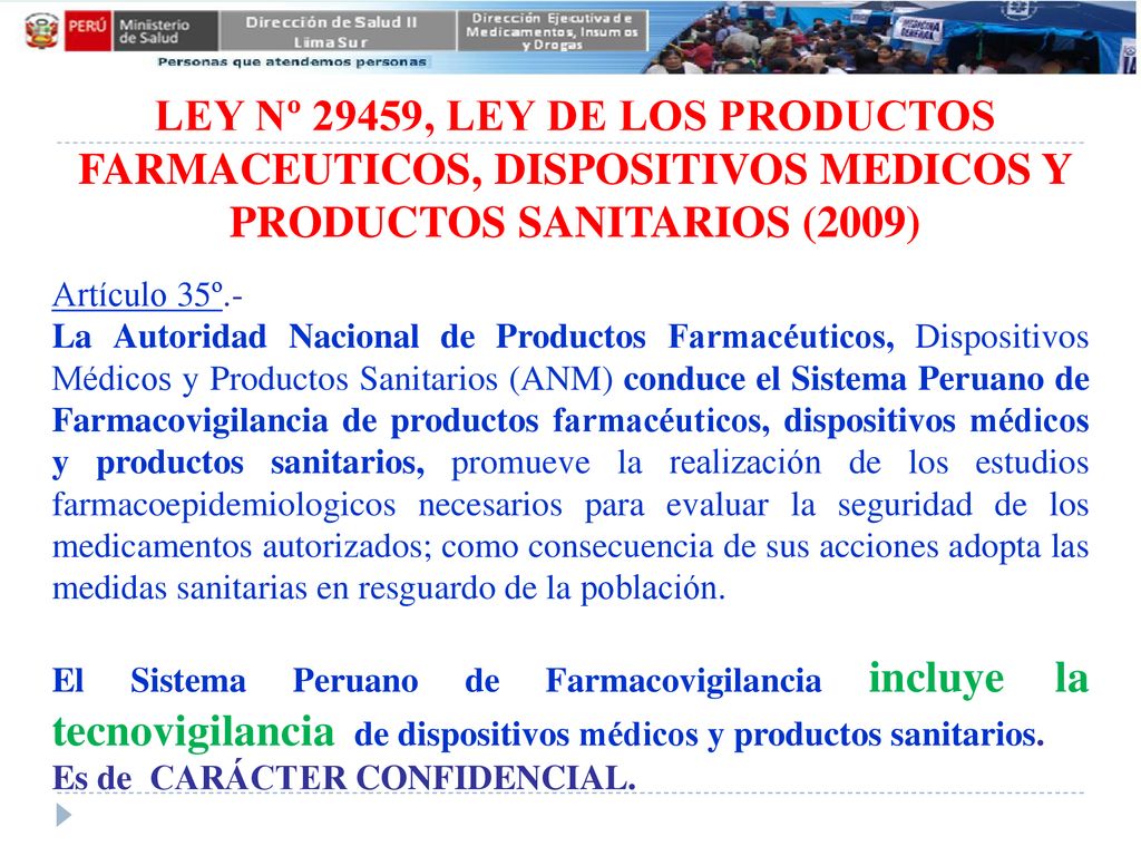 LEY Nº 29459, LEY DE LOS PRODUCTOS FARMACEUTICOS, DISPOSITIVOS MEDICOS Y PRODUCTOS SANITARIOS (2009)