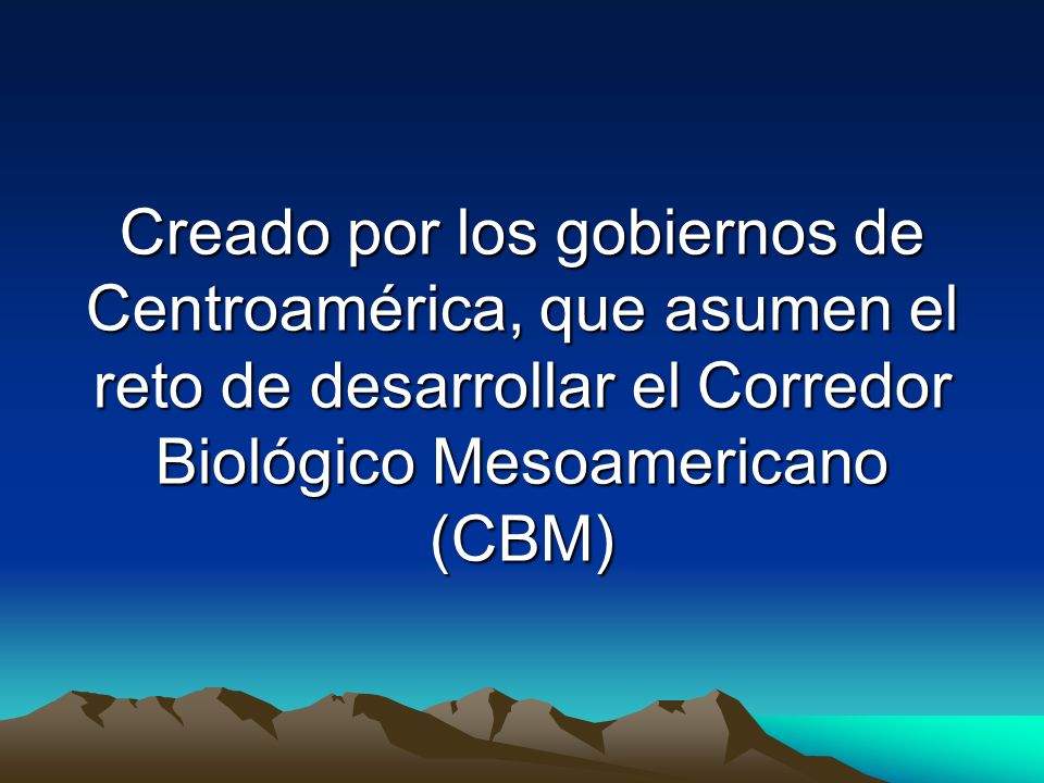 Creado por los gobiernos de Centroamérica, que asumen el reto de desarrollar el Corredor Biológico Mesoamericano (CBM)