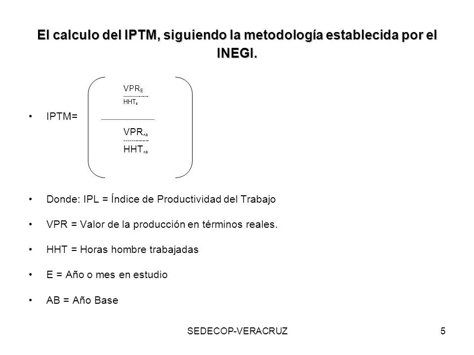 El calculo del IPTM, siguiendo la metodología establecida por el INEGI.