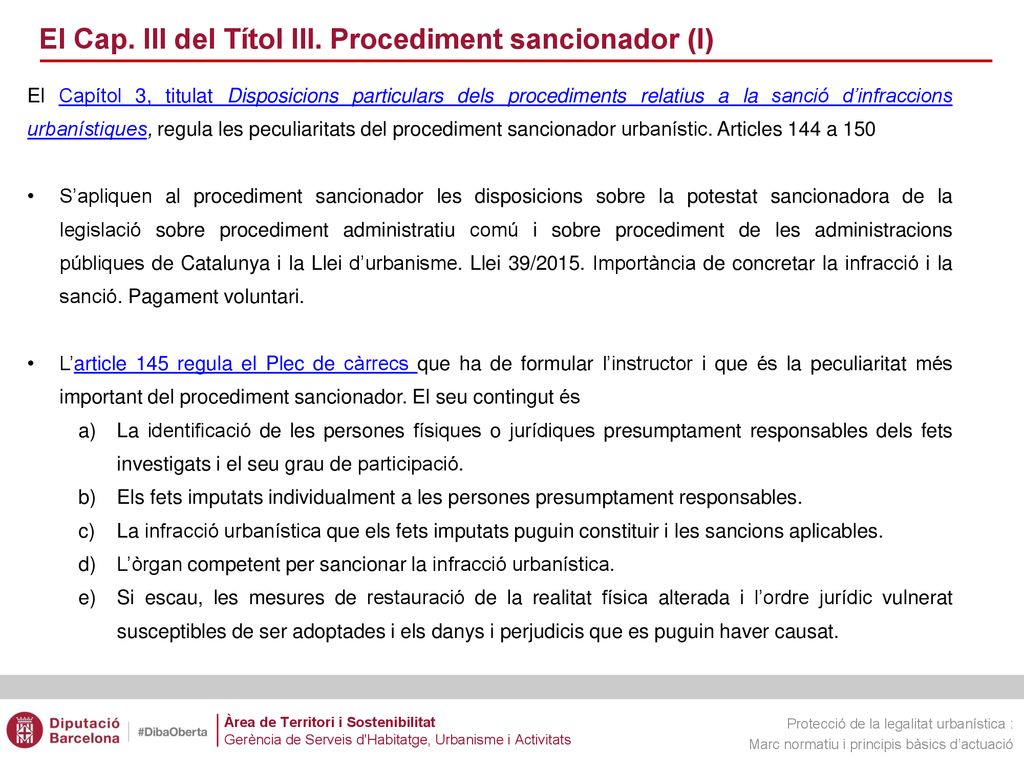 El Cap. III del Títol III. Procediment sancionador (I)
