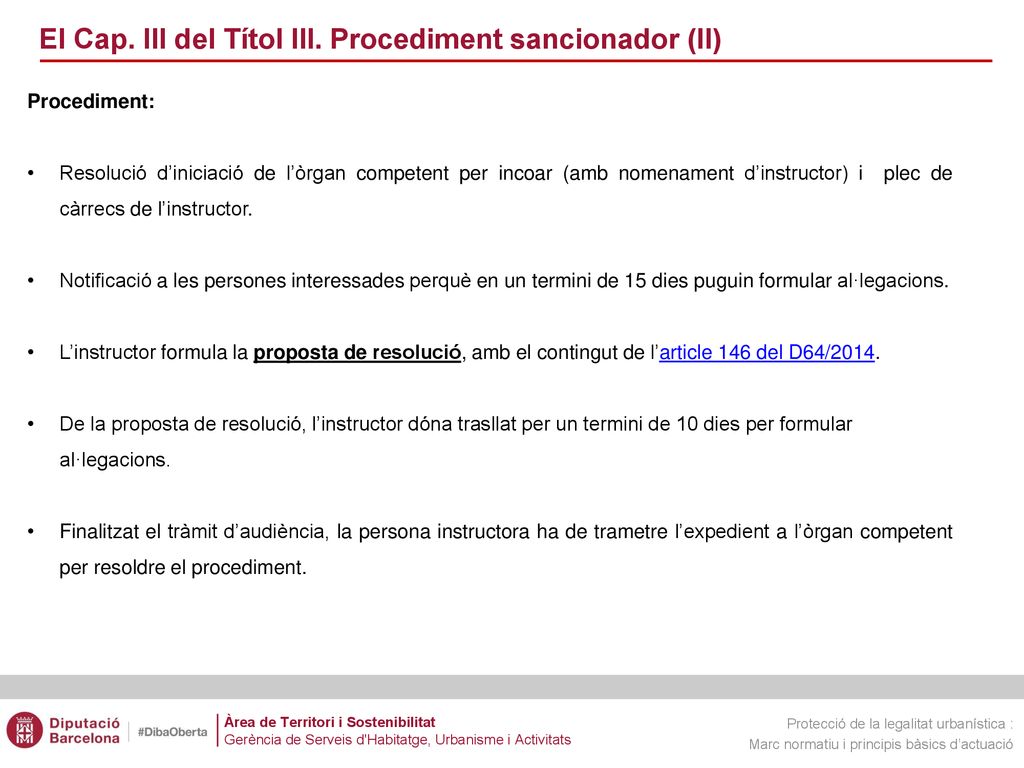 El Cap. III del Títol III. Procediment sancionador (II)