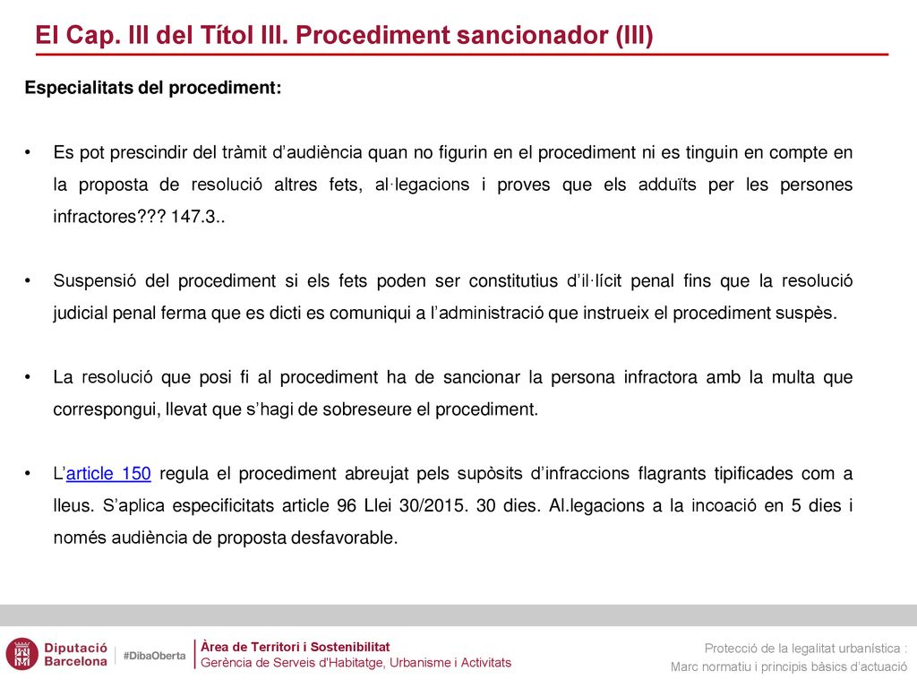 El Cap. III del Títol III. Procediment sancionador (III)
