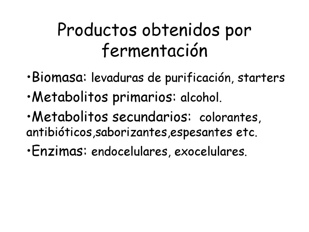 Productos obtenidos por fermentación