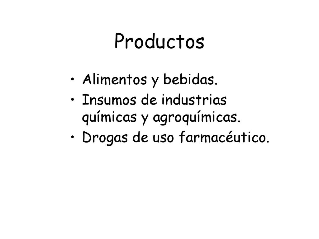 Productos Alimentos y bebidas.