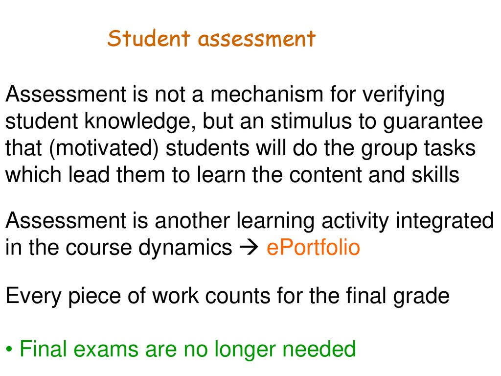 Every piece of work counts for the final grade