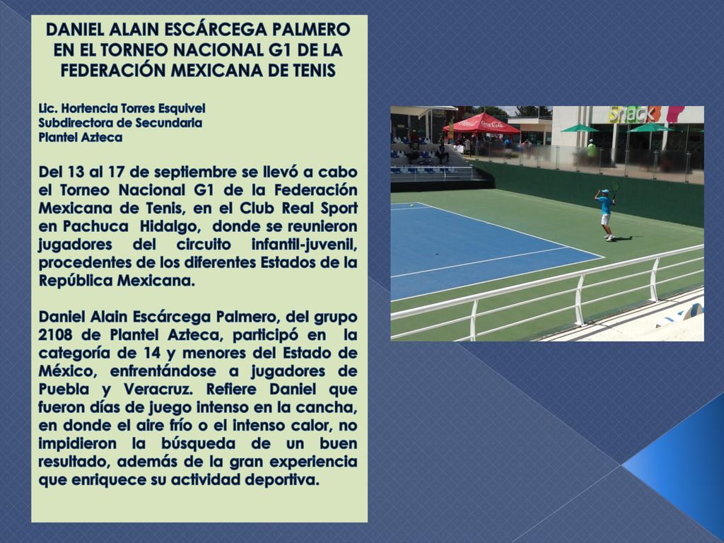 DANIEL ALAIN ESCÁRCEGA PALMERO EN EL TORNEO NACIONAL G1 DE LA FEDERACIÓN MEXICANA DE TENIS