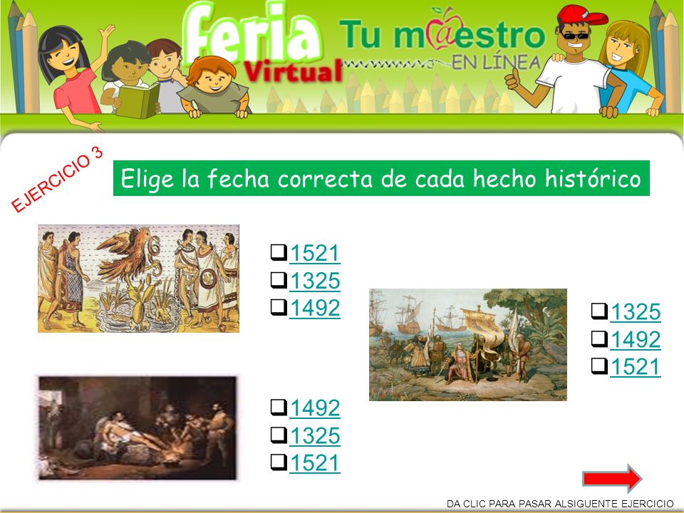 Elige la fecha correcta de cada hecho histórico