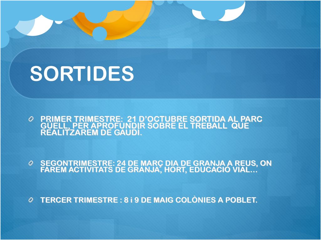 SORTIDES PRIMER TRIMESTRE: 21 D’OCTUBRE SORTIDA AL PARC GÜELL, PER APROFUNDIR SOBRE EL TREBALL QUE REALITZAREM DE GAUDÍ.