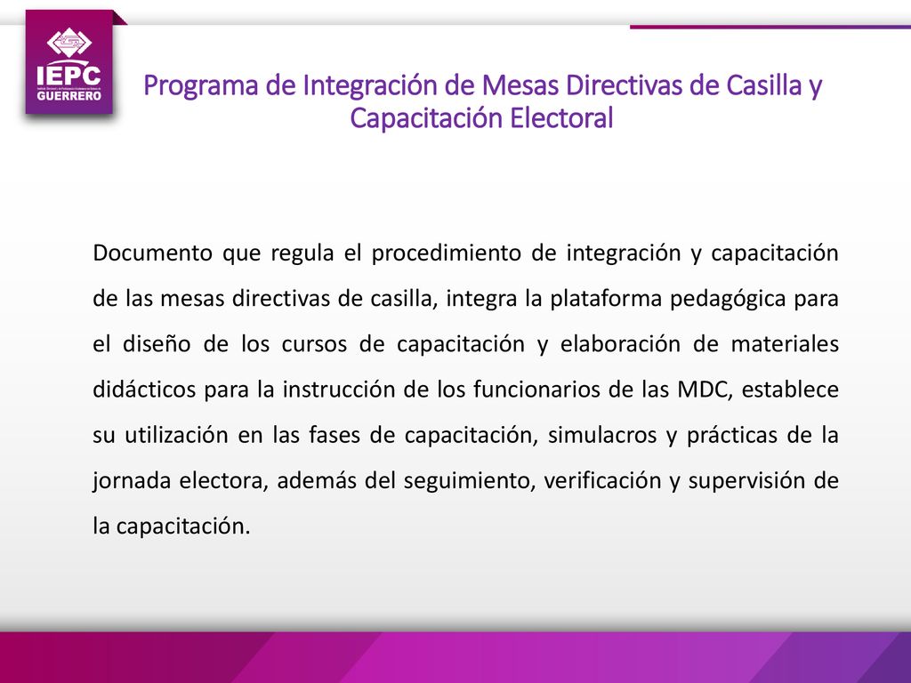 Programa de Integración de Mesas Directivas de Casilla y Capacitación Electoral