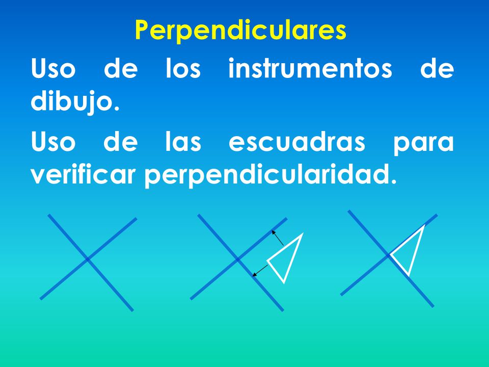 Perpendiculares Uso de los instrumentos de dibujo.