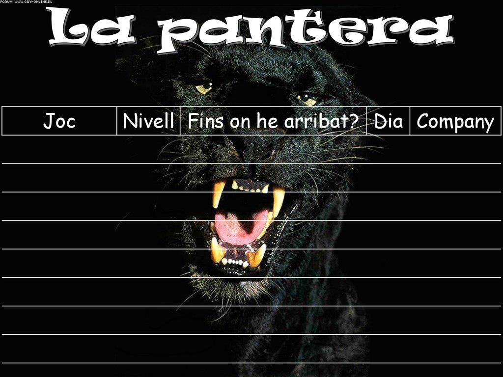La pantera Joc Nivell Fins on he arribat Dia Company
