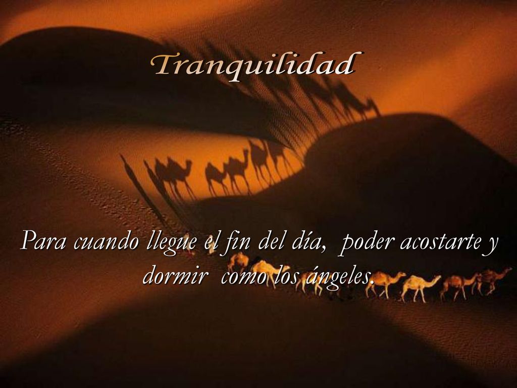 Tranquilidad Para cuando llegue el fin del día, poder acostarte y dormir como los ángeles.