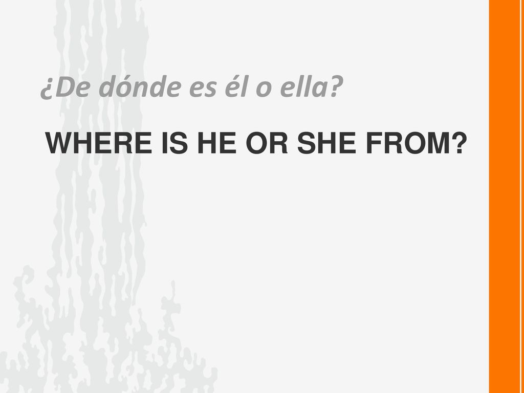 ¿De dónde es él o ella Where is he or she from