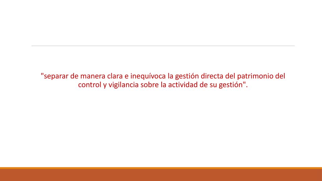 separar de manera clara e inequívoca la gestión directa del patrimonio del control y vigilancia sobre la actividad de su gestión .