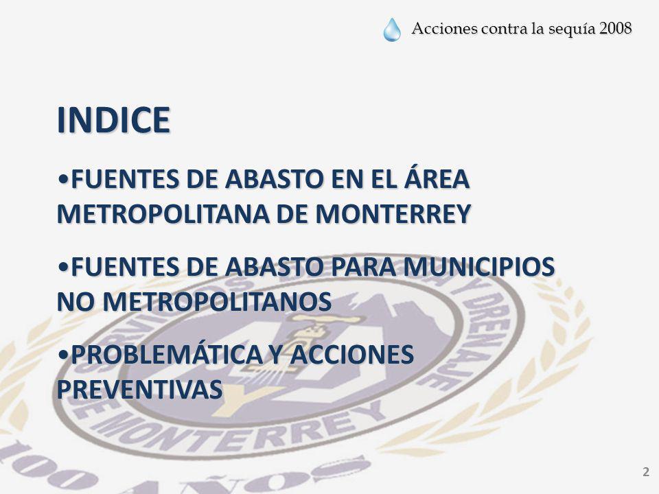INDICE FUENTES DE ABASTO EN EL ÁREA METROPOLITANA DE MONTERREY
