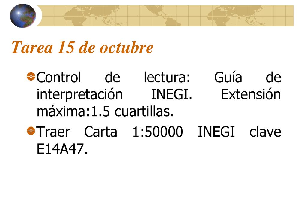 Tarea 15 de octubre Control de lectura: Guía de interpretación INEGI. Extensión máxima:1.5 cuartillas.