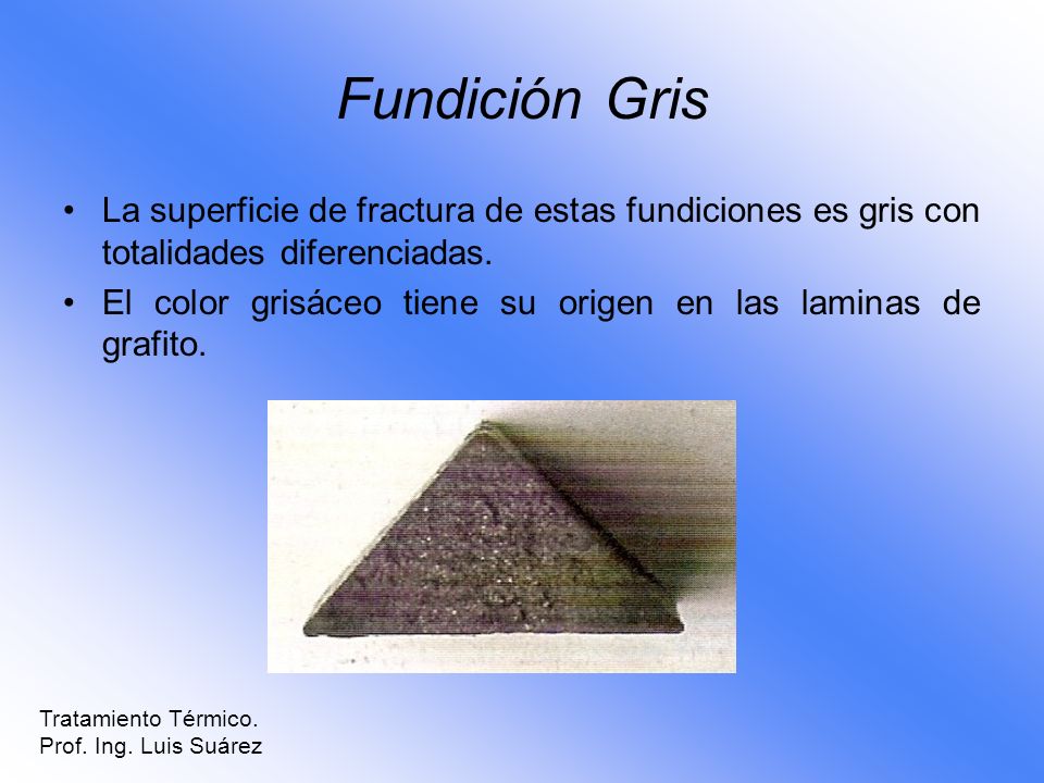 Fundición Gris La superficie de fractura de estas fundiciones es gris con totalidades diferenciadas.