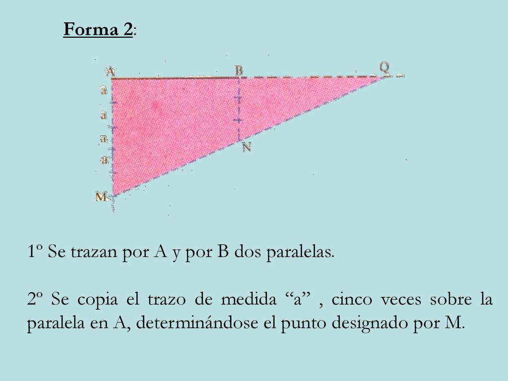 Forma 2: 1º Se trazan por A y por B dos paralelas.