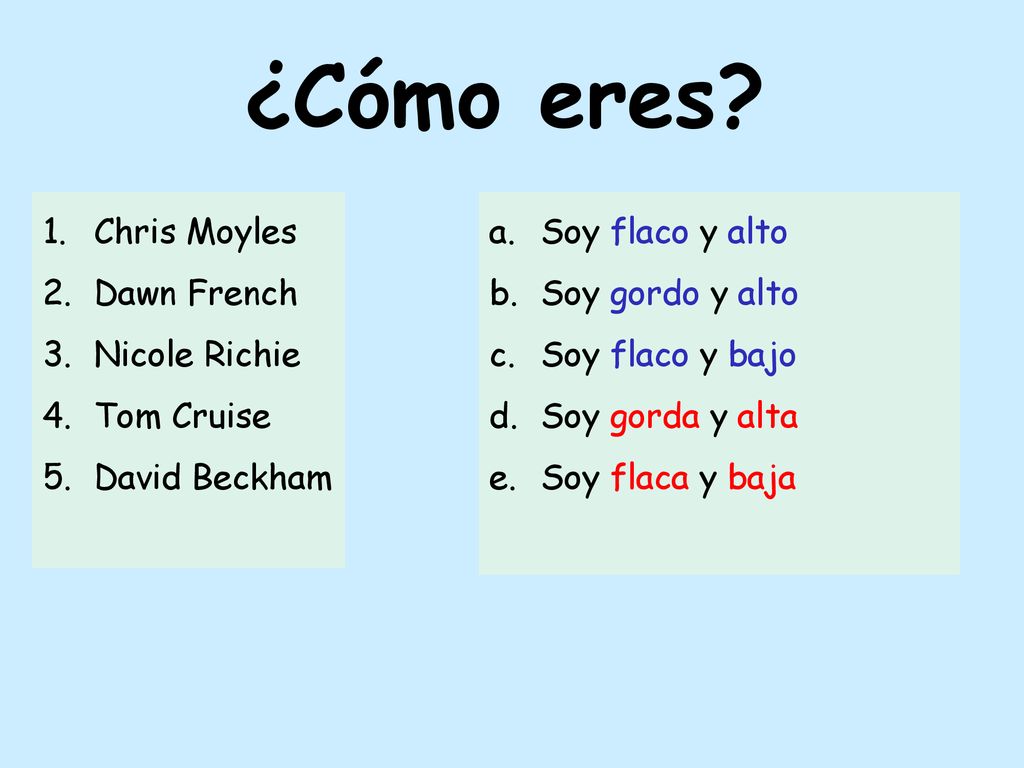 ¿Cómo eres Chris Moyles Dawn French Nicole Richie Tom Cruise
