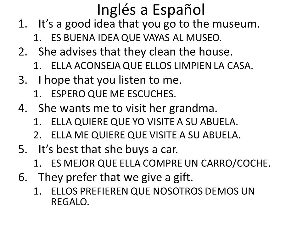 Inglés a Español It’s a good idea that you go to the museum.