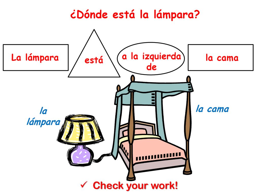 ¿Dónde está la lámpara Check your work! a la izquierda de La lámpara