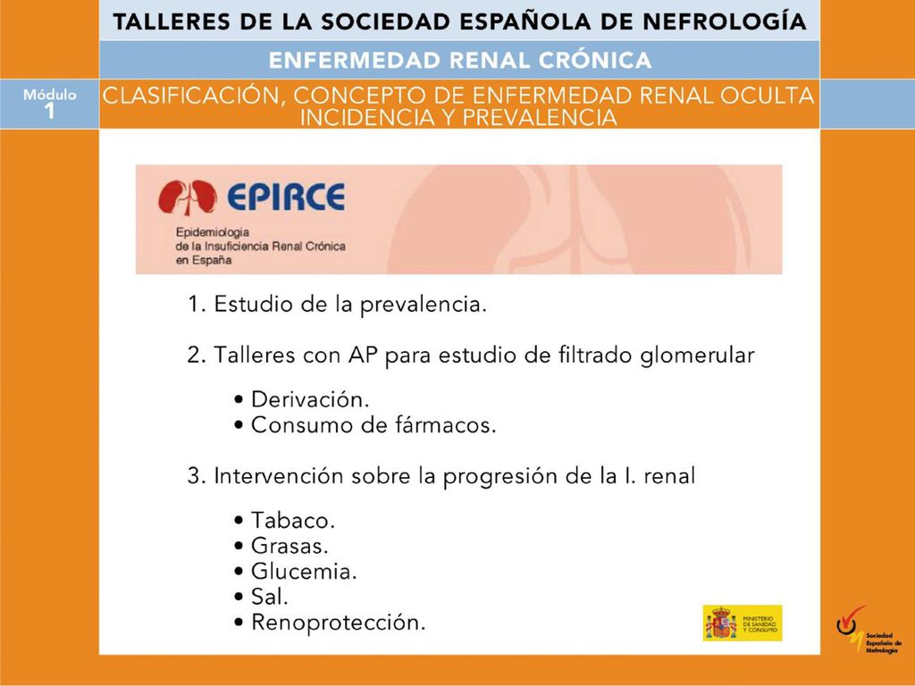 El estudio EPIRCE es el inicio de una colaboración estrecha entre la Sociedad Española de Nefrología y los Servicios de Atención Primaria con tres fases: estudio de la prevalencia, mejora en la detección e intervención sobre la progresión, y riesgo cardiovascular asociado.