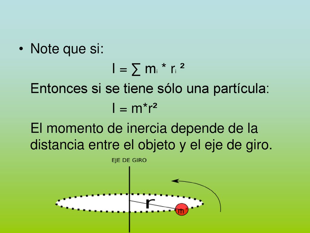 Entonces si se tiene sólo una partícula: I = m*r²