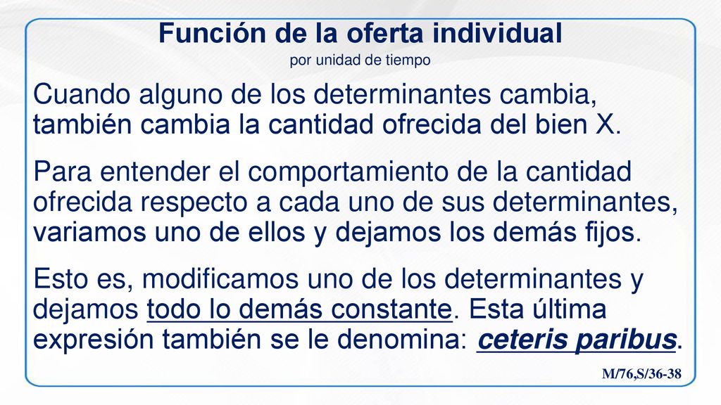 Función de la oferta individual por unidad de tiempo