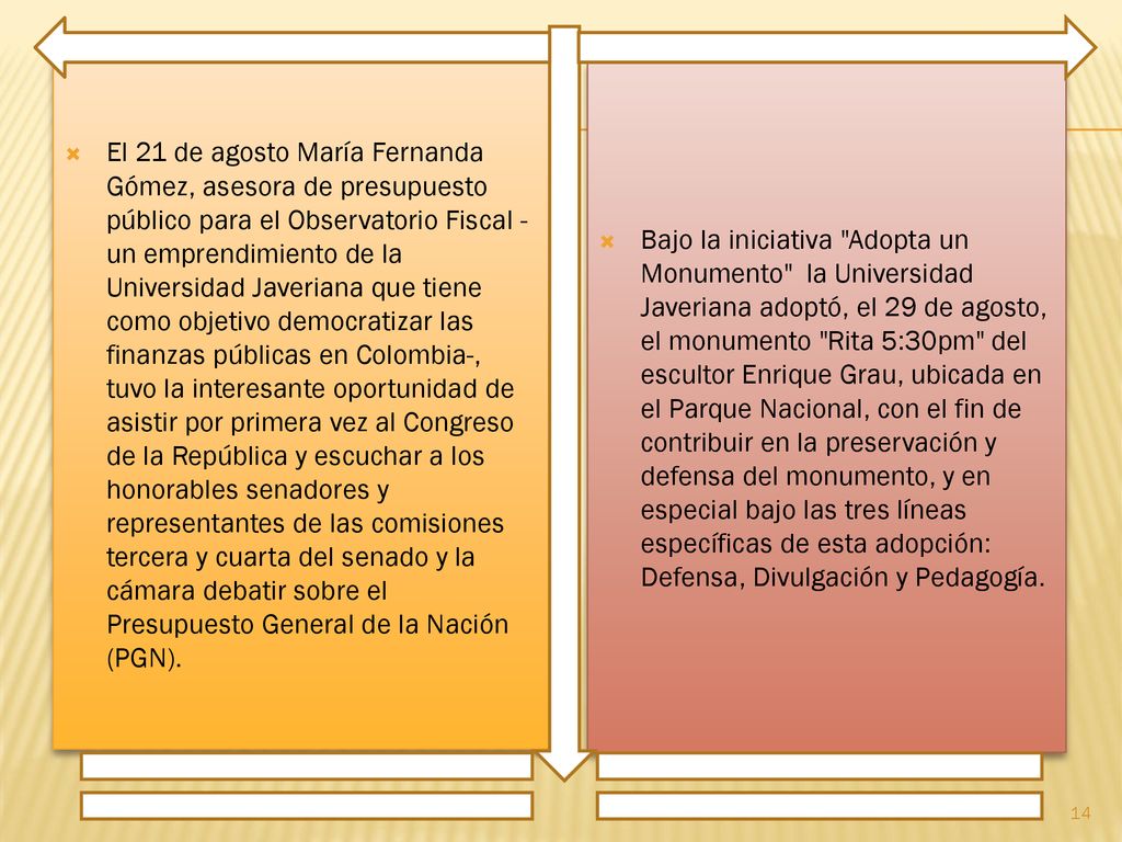 El 21 de agosto María Fernanda Gómez, asesora de presupuesto público para el Observatorio Fiscal -un emprendimiento de la Universidad Javeriana que tiene como objetivo democratizar las finanzas públicas en Colombia-, tuvo la interesante oportunidad de asistir por primera vez al Congreso de la República y escuchar a los honorables senadores y representantes de las comisiones tercera y cuarta del senado y la cámara debatir sobre el Presupuesto General de la Nación (PGN).