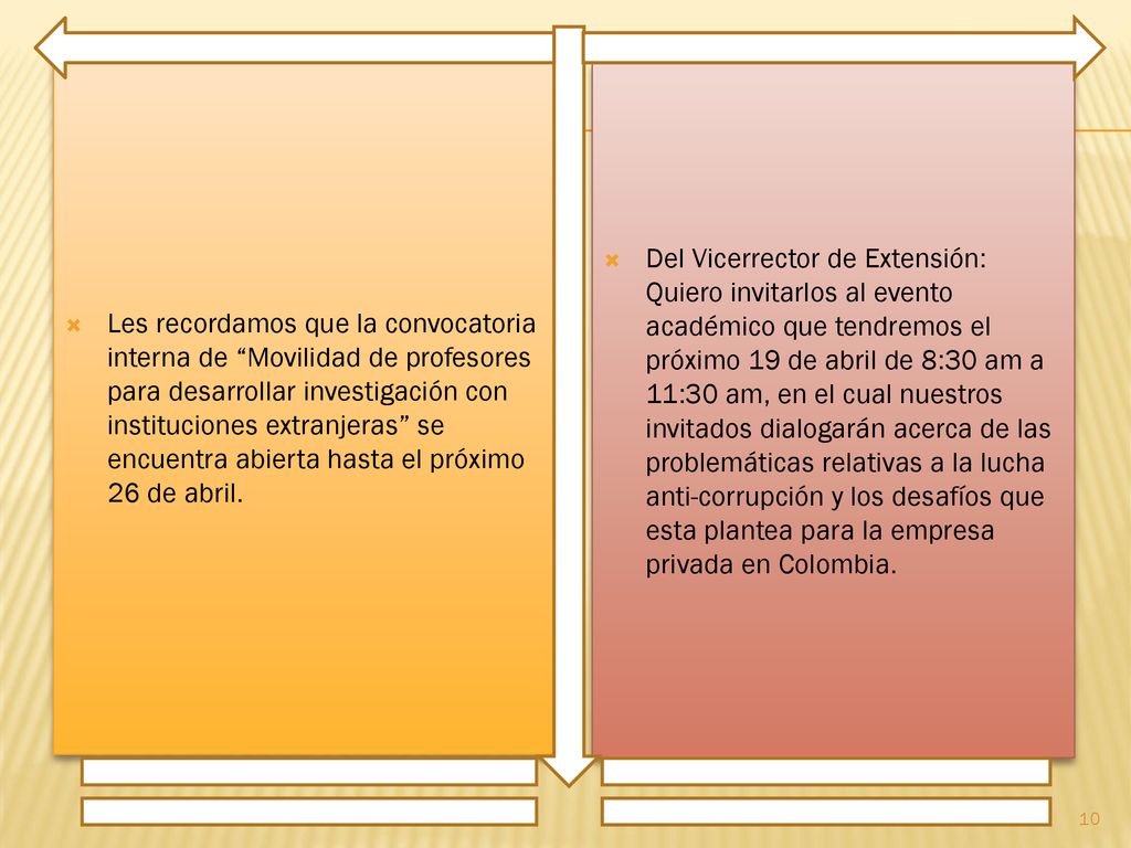 Les recordamos que la convocatoria interna de Movilidad de profesores para desarrollar investigación con instituciones extranjeras se encuentra abierta hasta el próximo 26 de abril.