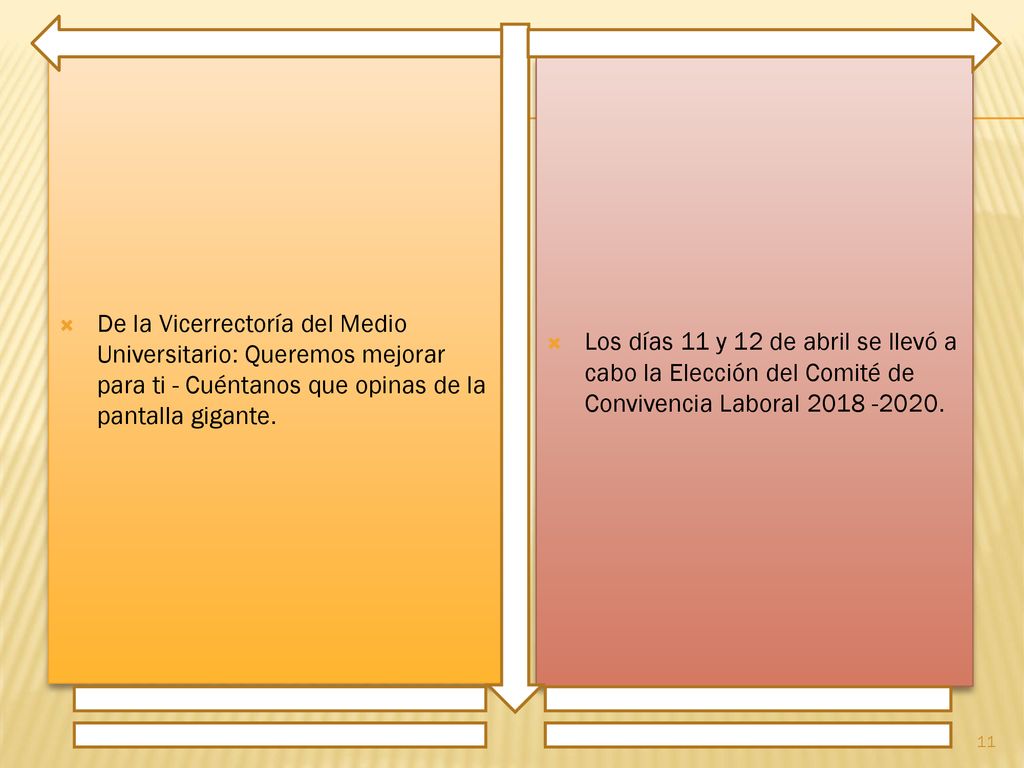 De la Vicerrectoría del Medio Universitario: Queremos mejorar para ti - Cuéntanos que opinas de la pantalla gigante.