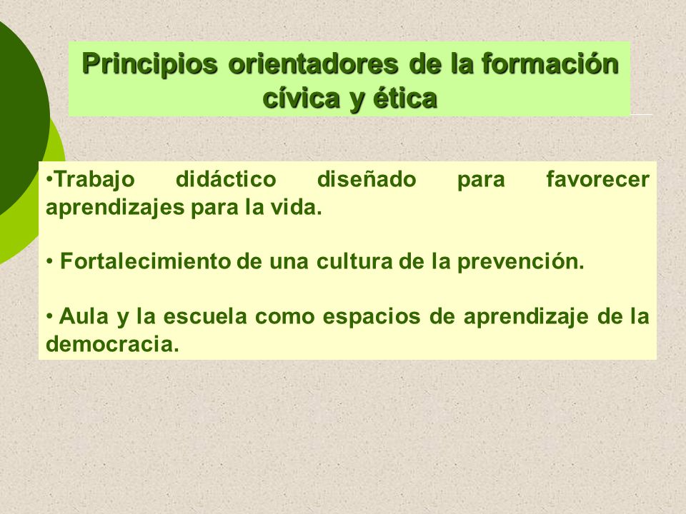 Principios orientadores de la formación cívica y ética