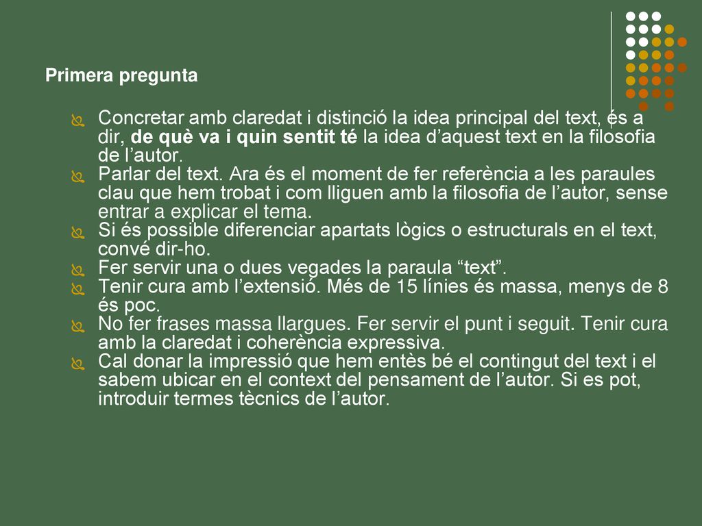 Fer servir una o dues vegades la paraula text .
