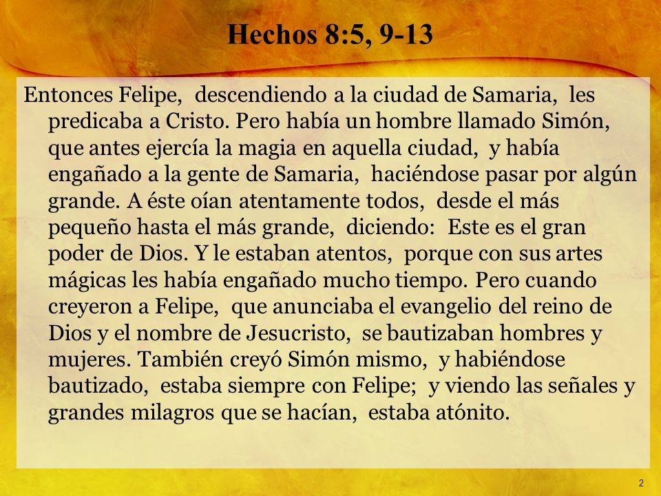 Hechos 8:5, 9-13
