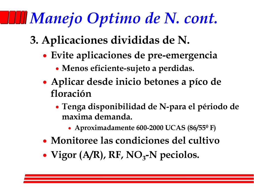 Manejo Optimo de N. cont. 3. Aplicaciones divididas de N.