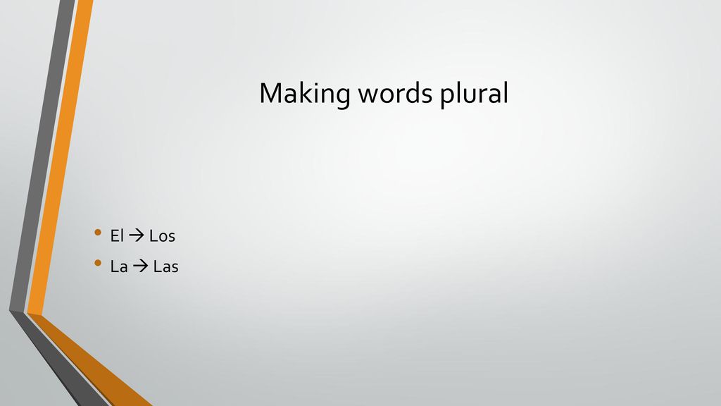 Making words plural El  Los La  Las