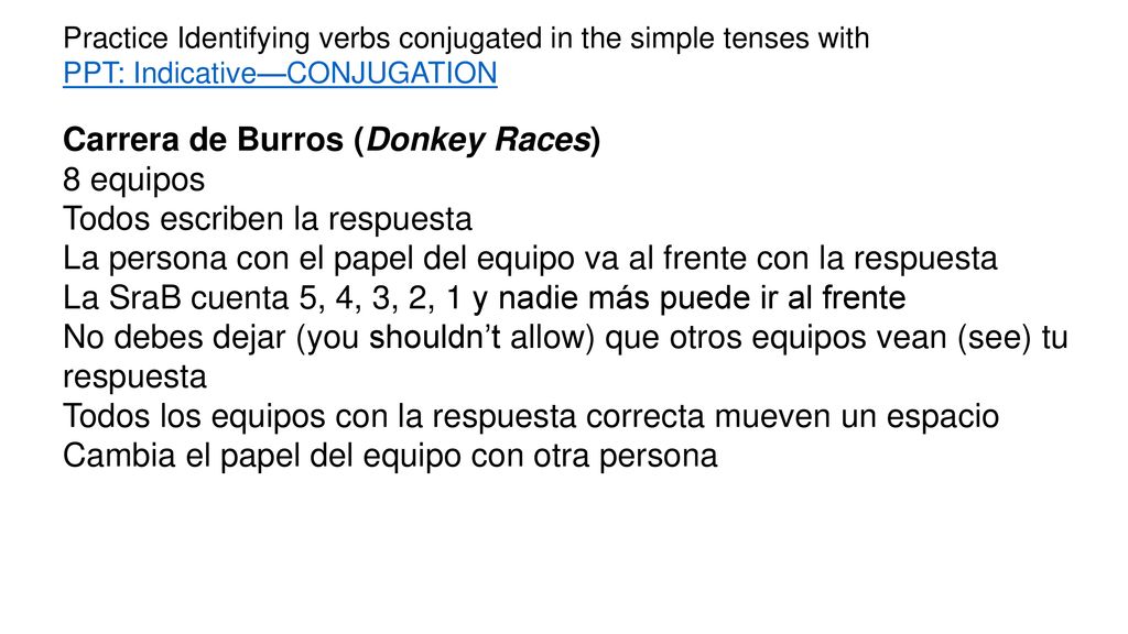 Carrera de Burros (Donkey Races) 8 equipos Todos escriben la respuesta