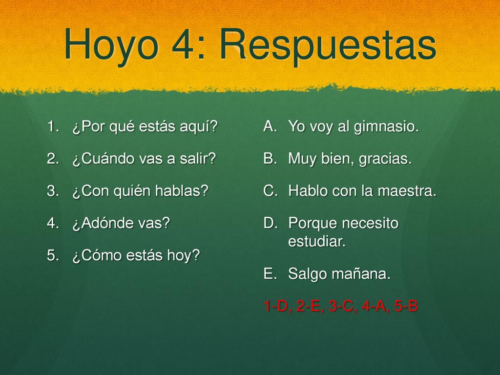 Hoyo 4: Respuestas ¿Por qué estás aquí ¿Cuándo vas a salir