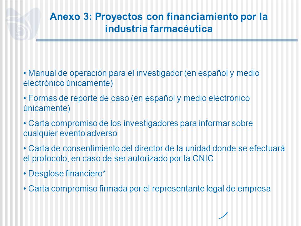 Anexo 3: Proyectos con financiamiento por la industria farmacéutica